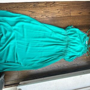 Elegant Teal Sleeveless Long Dress